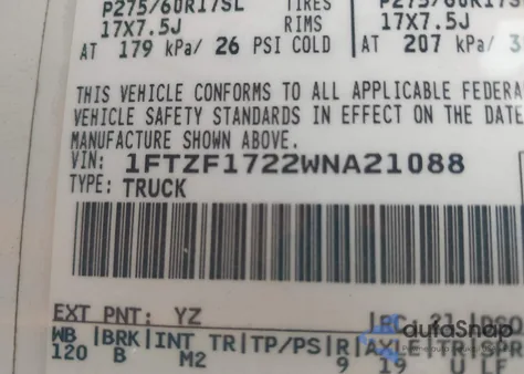 1998 Ford F-150 Standard/Xl/Xlt from USA, damaged, VIN 1FTZF1722WNA21088